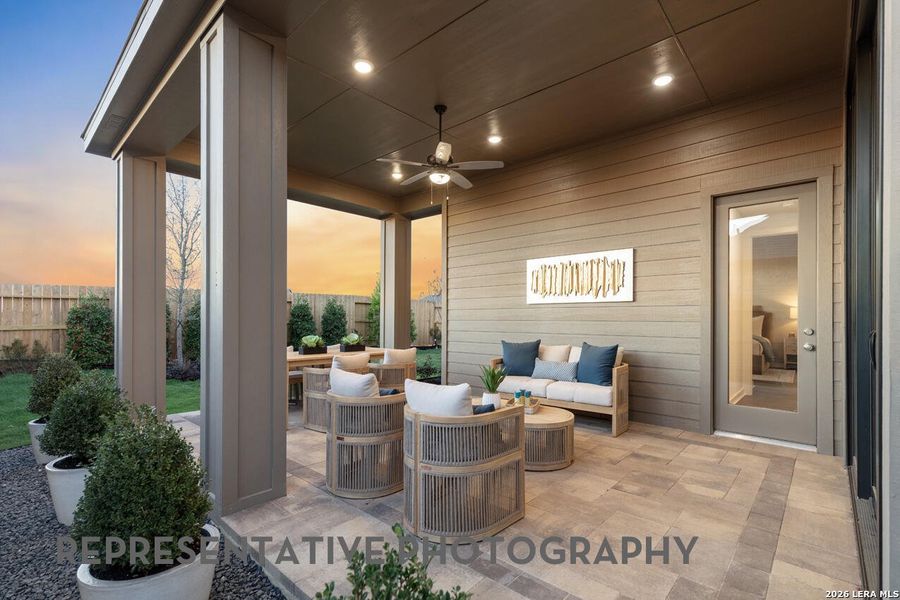Exterior details and patio area of a home in Mayfair, New Braunfels (Image 21).