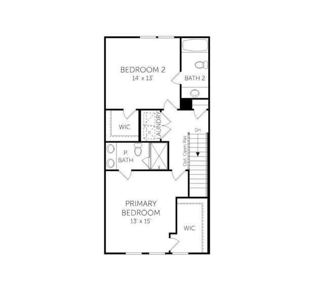 2D floor plan layout for the Mitchell + Basement - Townhomes by Dream Finders Homes in The Settlement, Simpsonville, SC (Image 5).