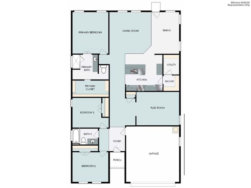 2D floor plan layout of this home in Casetta Ranch, Kyle, TX (Image 1). 2D floor plan layout of this home in Casetta Ranch, Kyle, TX (Image 1).