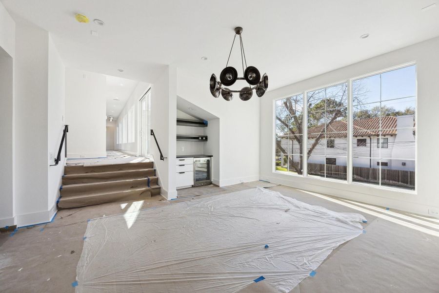 Sunken Game Room with a Dry-Bar on the Second Floor.
