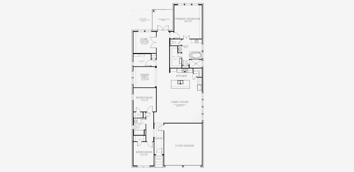 2D floor plan layout for the 2026W by Perry Homes in Trinity Falls At Province Woods 45', McKinney, TX (Image 4).