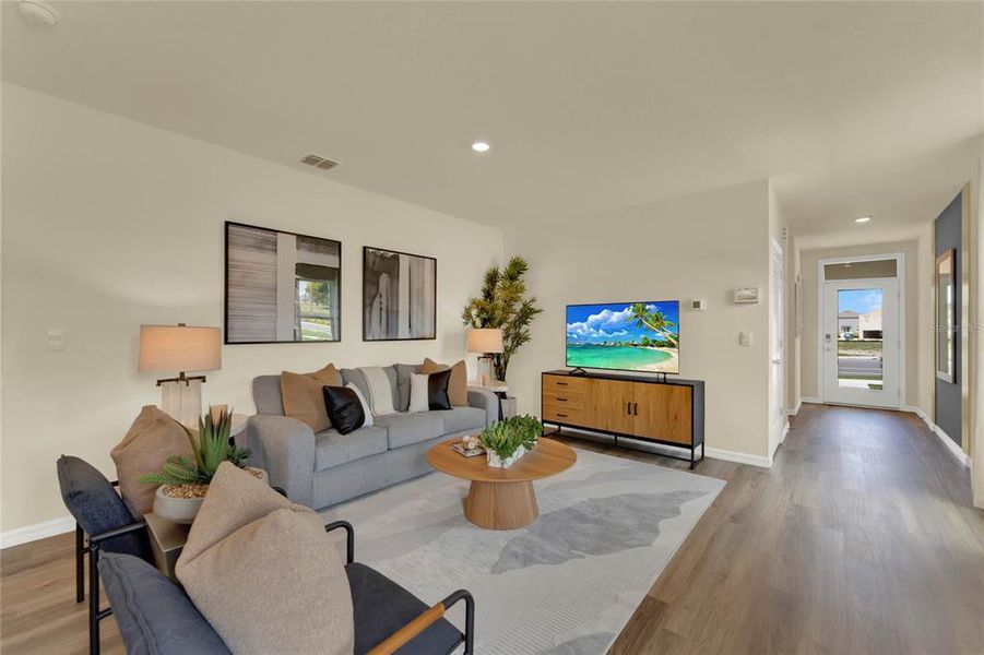 Furnished interior view inside a new home in Crossroads at Kelly Park, Apopka (Image 5). Furnished interior view inside a new home in Crossroads at Kelly Park, Apopka (Image 5).