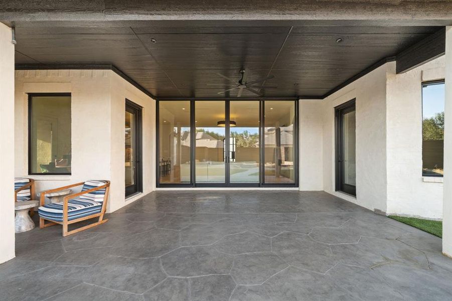 The patio features an extended patio for comfort and convenience.  Now you can enjoy being outside no matter what the season or the weather!  Not to mention a perfect starting point for your dream outdoor living area and kitchen.