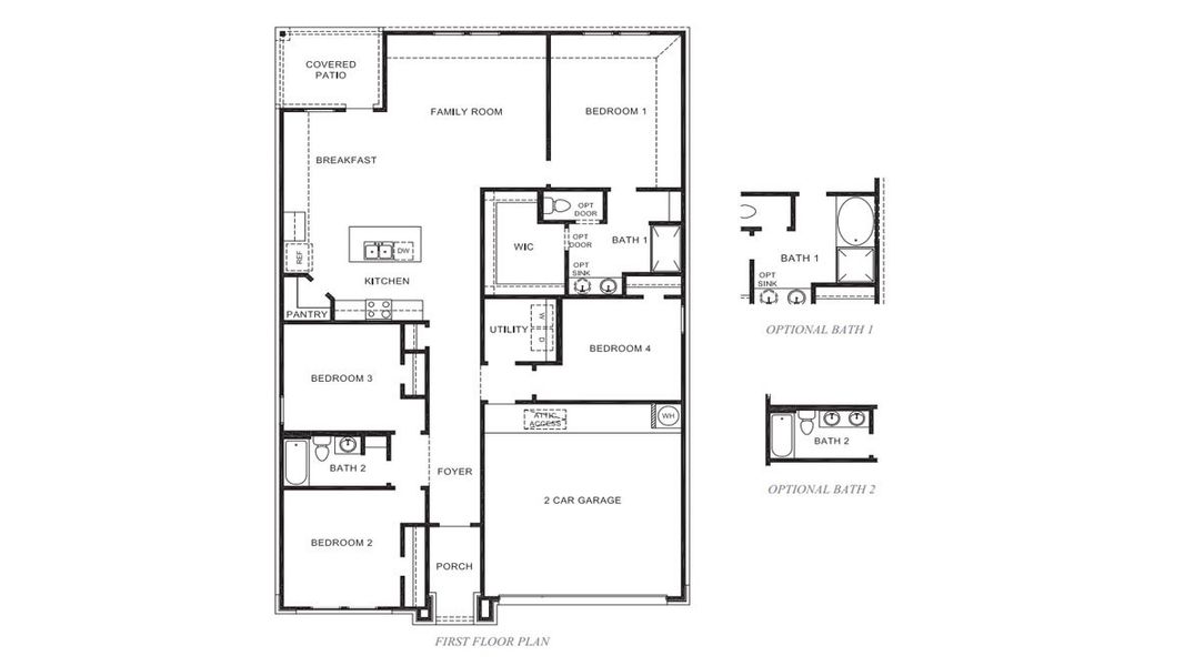 2D floor plan layout for the Cali by D.R. Horton in Springwood, Beaumont, TX (Image 3).
