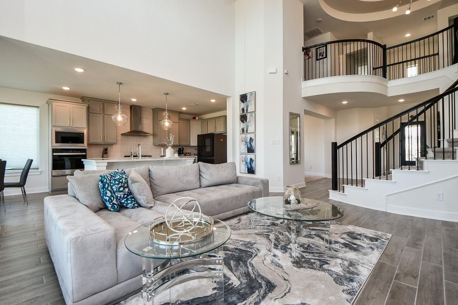 What a marvelously rich view from 1st to 2nd floors; from living and kitchen areas, to the focal staircase; to the upstairs railing (with the suggestion of a divine Juliet balcony); and downstairs, a clear view right to the front door. What a marvelously rich view from 1st to 2nd floors; from living and kitchen areas, to the focal staircase; to the upstairs railing (with the suggestion of a divine Juliet balcony); and downstairs, a clear view right to the front door.