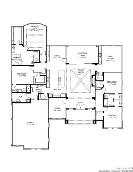 2D floor plan layout of this home in George's Ranch, Boerne, TX (Image 2).