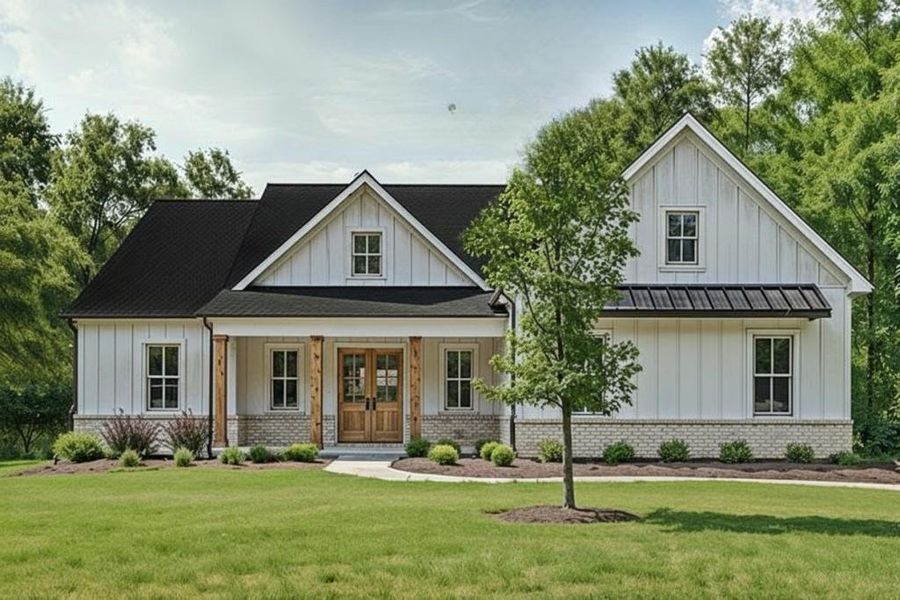 Front exterior of a new home in , Clermont, GA, highlighting curb appeal (Image 1). Front exterior of a new home in , Clermont, GA, highlighting curb appeal (Image 1).