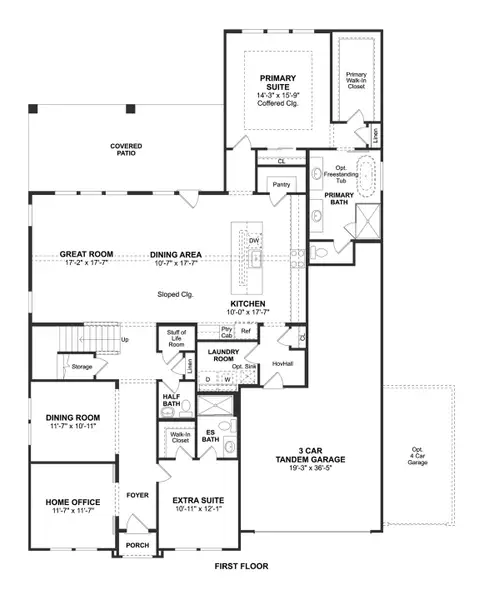 2D floor plan layout for the Stirling by K. Hovnanian® Homes in Grand Magnolia, Magnolia, TX (Image 3). 2D floor plan layout for the Stirling by K. Hovnanian® Homes in Grand Magnolia, Magnolia, TX (Image 3).