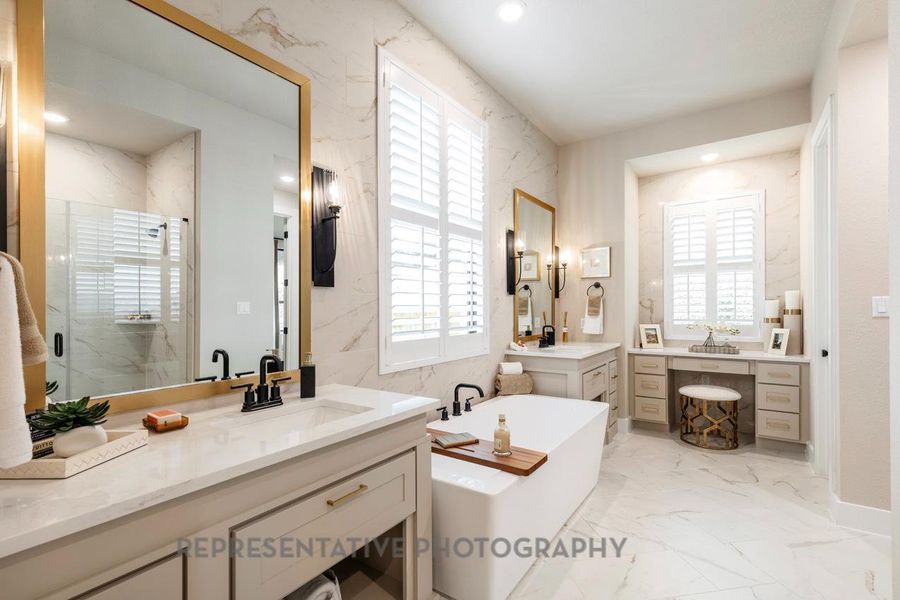 Furnished interior view inside a new home in Santa Rita Ranch, Liberty Hill (Image 24). Furnished interior view inside a new home in Santa Rita Ranch, Liberty Hill (Image 24).
