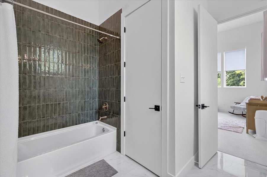 Private guest tile shower