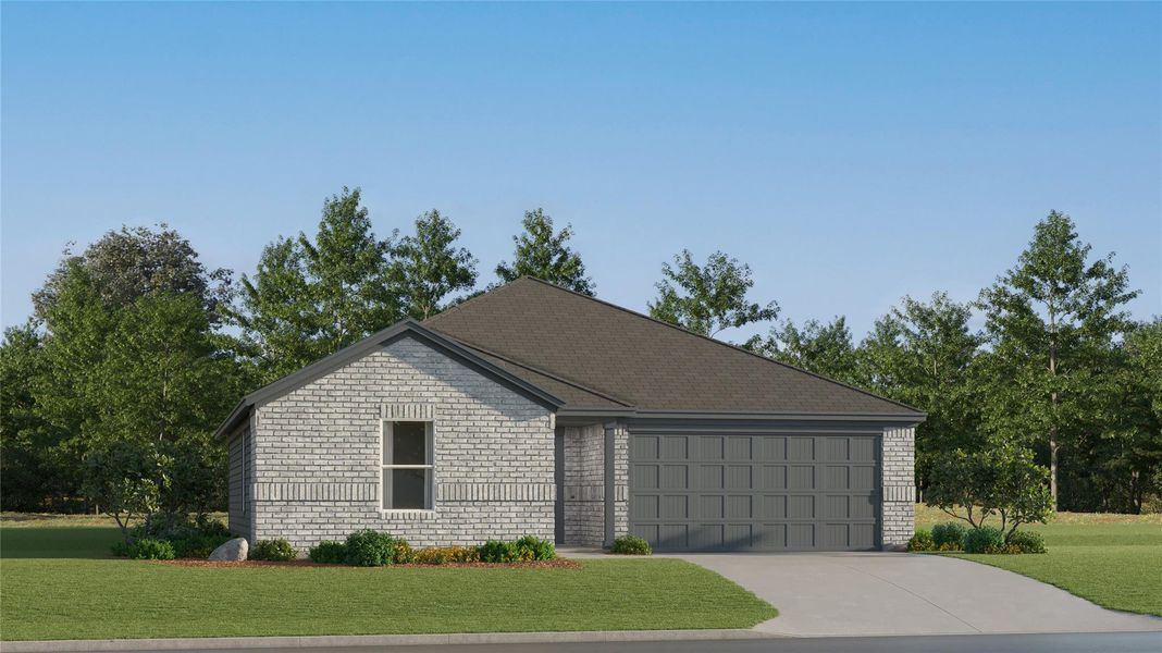 Front exterior of a new home in Bertram Oaks, Bertram, TX, highlighting curb appeal (Image 23). Front exterior of a new home in Bertram Oaks, Bertram, TX, highlighting curb appeal (Image 23).