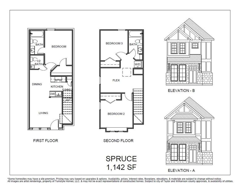 Spruce Elevations and Floor Plan
