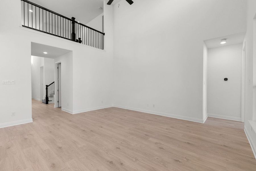 Family Room with soaring ceiling