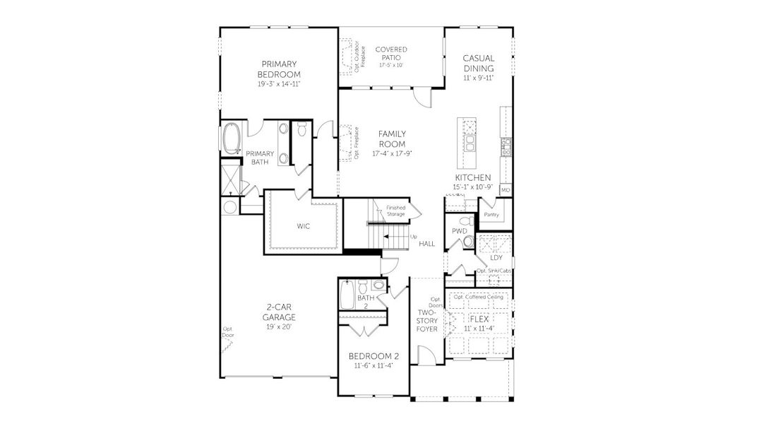 2D floor plan layout for the Ivywood - 17947 by Dream Finders Homes in Garrett Farms, Thompson's Station, TN (Image 4).