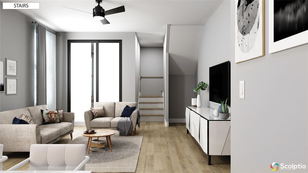 Family Room w Sliding Patio Door