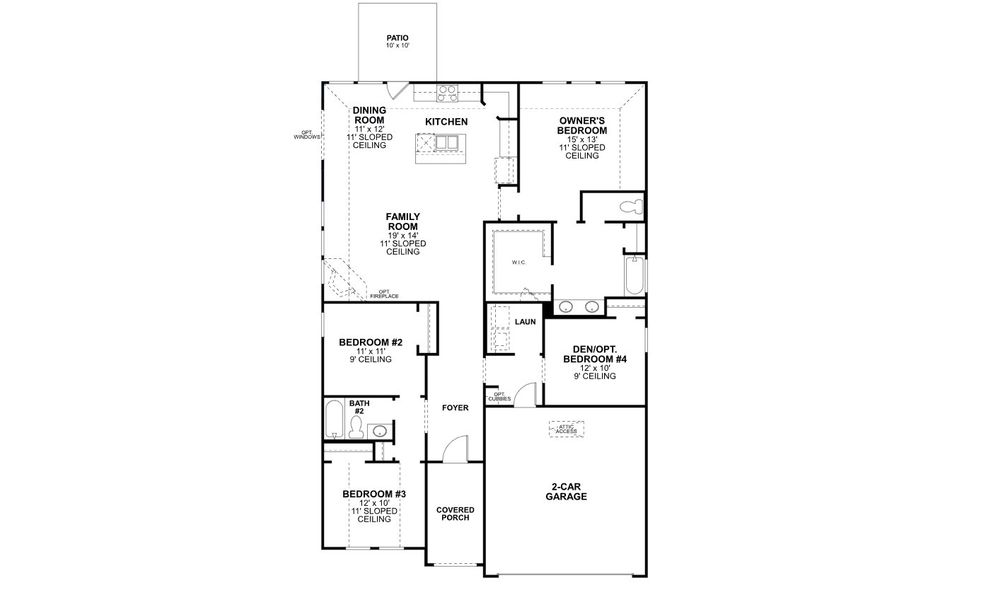 2D floor plan layout for the Sanders by M/I Homes in Lily Creek at Sutton Fields, Aubrey, TX (Image 3). 2D floor plan layout for the Sanders by M/I Homes in Lily Creek at Sutton Fields, Aubrey, TX (Image 3).