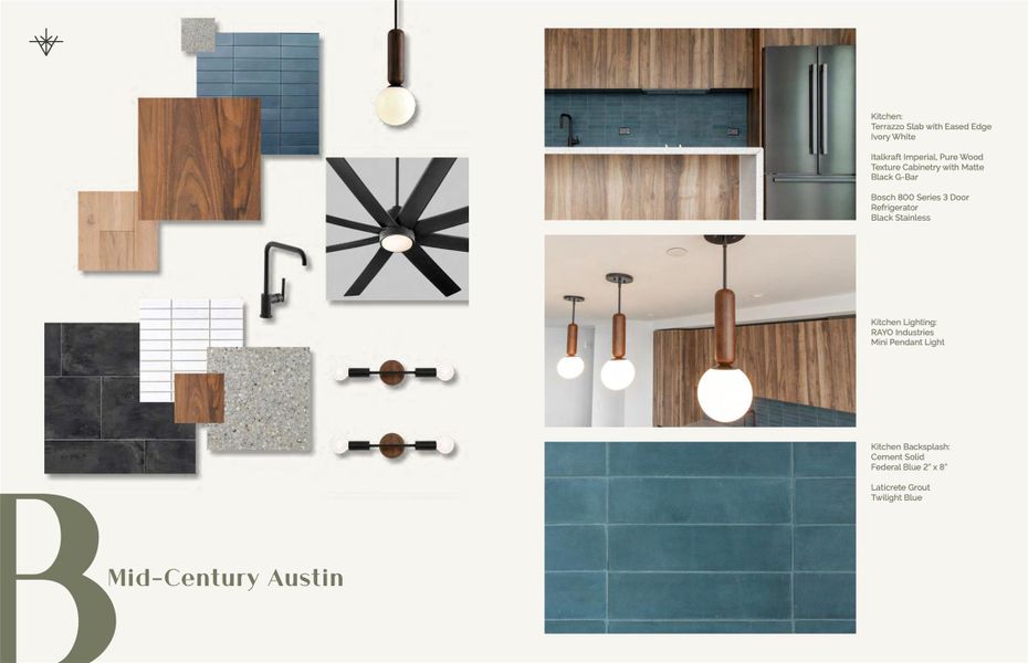 Mid-Century Austin Finish Scheme. Please note, the A10 floorplan is offered in three curated finish schemes.