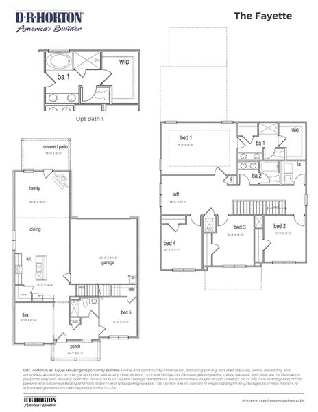 2D floor plan layout for the FAYETTE A by D.R. Horton in Harvest Point, Spring Hill, TN (Image 5). 2D floor plan layout for the FAYETTE A by D.R. Horton in Harvest Point, Spring Hill, TN (Image 5).