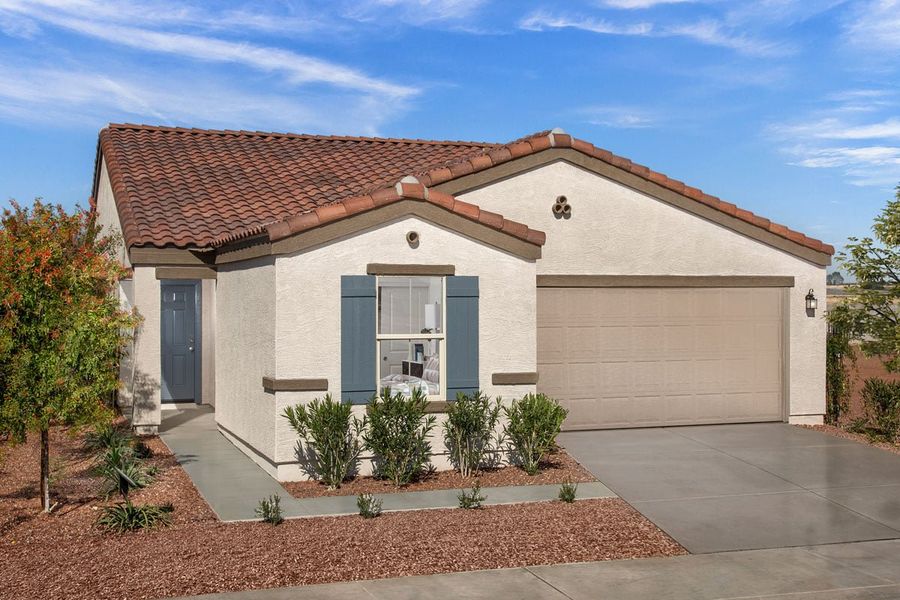 Representative exterior photo of a completed home built from the 1573 Modeled by KB Home in Mystic Vista Enclaves, Buckeye, AZ (Image 10).