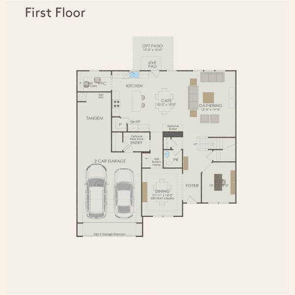 2D floor plan layout for the Riverton by Pulte Homes in Sierra Creek, Hoschton, GA (Image 5).