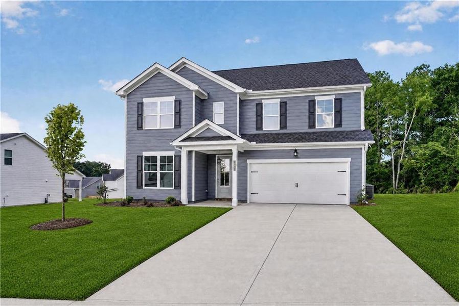 Front exterior of a new home in Austin Ridge, Commerce, GA, highlighting curb appeal (Image 2). Front exterior of a new home in Austin Ridge, Commerce, GA, highlighting curb appeal (Image 2).