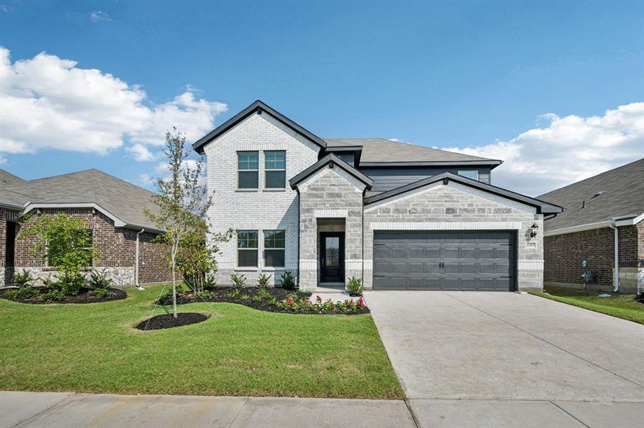 Front exterior of a new home in Lakehaven - Signature Series, Farmersville, TX, highlighting curb appeal (Image 21). Front exterior of a new home in Lakehaven - Signature Series, Farmersville, TX, highlighting curb appeal (Image 21).