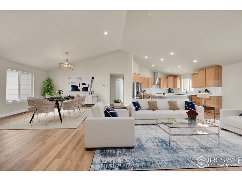 Virtually Staged Kitchen + Living