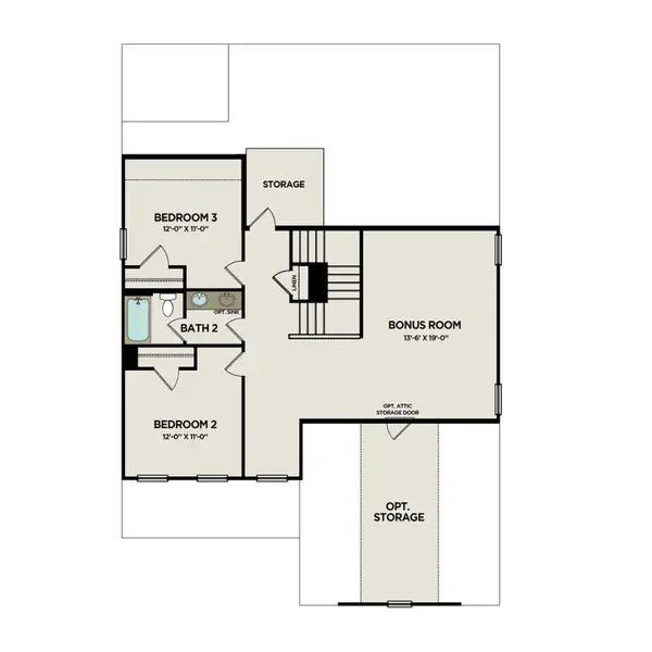 2D floor plan layout for the The Ash A by Davidson Homes LLC in Woods Crossing, Gallatin, TN (Image 3).