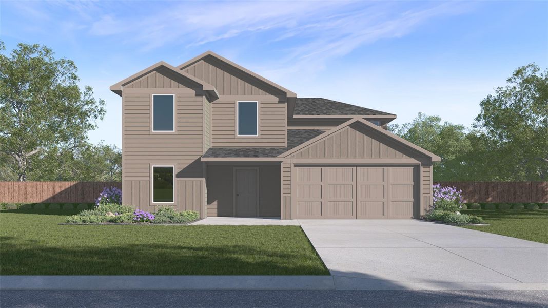 Front exterior of a new home in China Grove, China, TX, highlighting curb appeal (Image 2). Front exterior of a new home in China Grove, China, TX, highlighting curb appeal (Image 2).