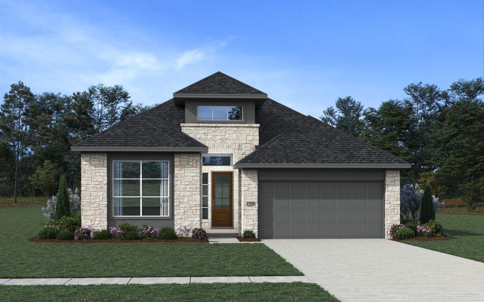 Representative exterior photo of a completed home built from the Mariah – 50′ Lot by Chesmar Homes in Elyson, Katy, TX (Image 8). Representative exterior photo of a completed home built from the Mariah – 50′ Lot by Chesmar Homes in Elyson, Katy, TX (Image 8).