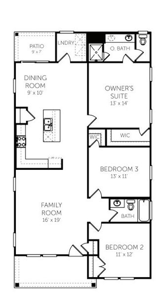 2D floor plan layout for the Hampton by Coventry Homes in Castlewood, Taylor, TX (Image 4).