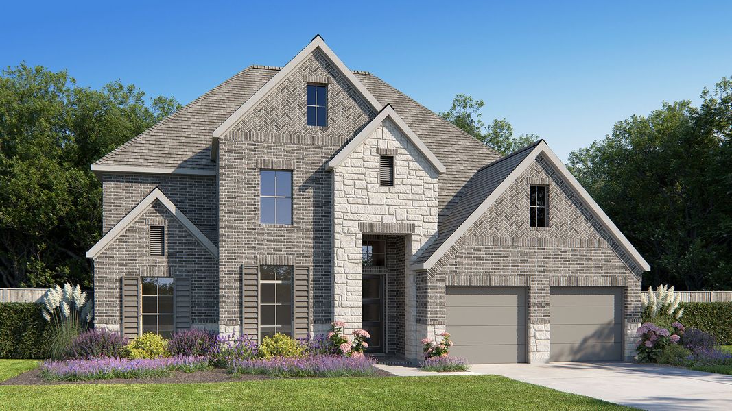 Representative exterior photo of a completed home built from the 3568W by Perry Homes in 6 Creeks, Kyle, TX (Image 18).