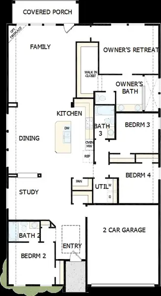 2D floor plan layout of this home in Sandbrock Ranch, Aubrey, TX (Image 3).