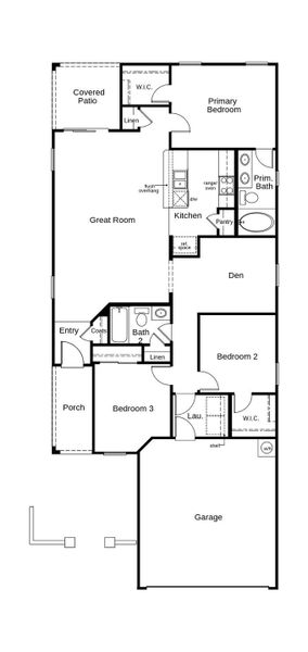 2D floor plan layout of this home in Magnolia at Desert Passage, Maricopa, AZ (Image 2).