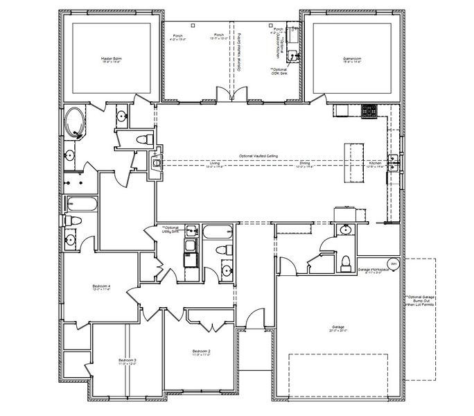 2D floor plan layout for the The Kaylee by Reece Homes in Oakmont, Bryan, TX (Image 5).