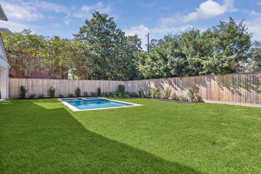 Recently completed pool and backyard.