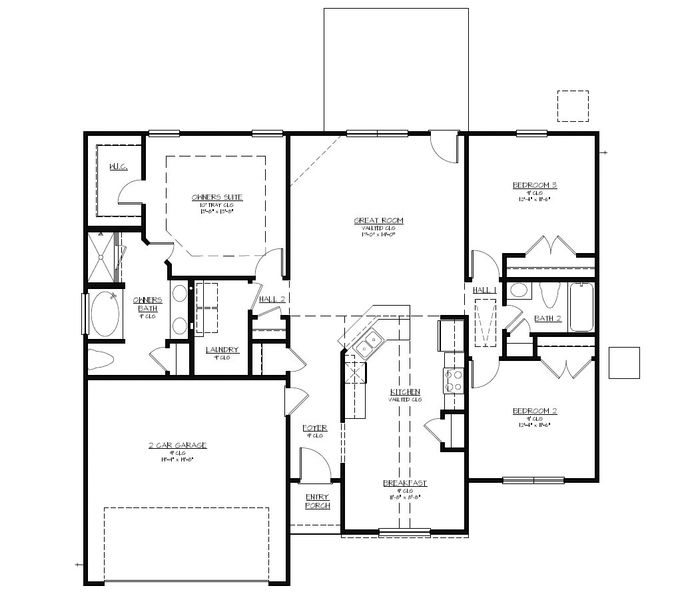 2D floor plan layout of this home in Settlers Hammock, Kingsland, GA (Image 2).