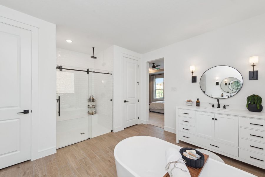 Primary bath with glass shower enclosure Primary bath with glass shower enclosure