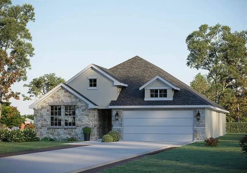 Craftsman-style house featuring stone siding, a front yard, driveway, a garage, and a shingled roof Craftsman-style house featuring stone siding, a front yard, driveway, a garage, and a shingled roof