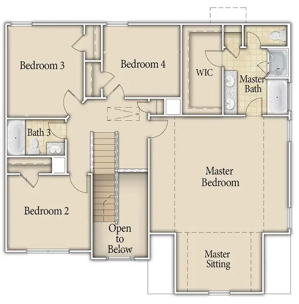 2D floor plan layout of this home in The Village at Sassafras, Allenhurst, GA (Image 4).