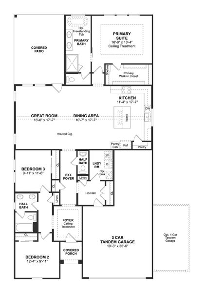 2D floor plan layout for the Tacoma by K. Hovnanian® Homes in Harvest Pointe, Needville, TX (Image 3).
