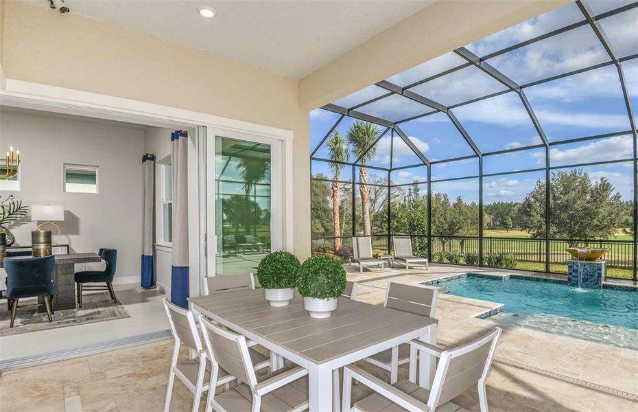 Exterior details and patio area of a home in Del Webb Stone Creek, Ocala (Image 2). Exterior details and patio area of a home in Del Webb Stone Creek, Ocala (Image 2).