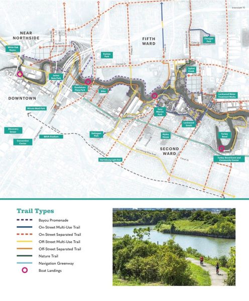 Nearby Buffalo Bayou East is undergoing a $310 million, 10-year transformation through 2032, bringing expanded parks, trails connecting Downtown to the East End and Fifth Ward, new pedestrian bridges and cultural destinations—including the expansion of Tony Marron Park from 19 to 40 acres. *Details are supported by the Buffalo Bayou Partnership's official plan