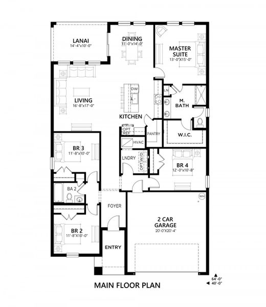 2D floor plan layout of this home in Lawson Dunes, Haines City, FL (Image 1).