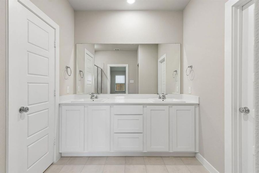 Primary Bathroom in the Emmy II home plan by Trophy Signature Homes - REPRESENTATIVE PHOTO