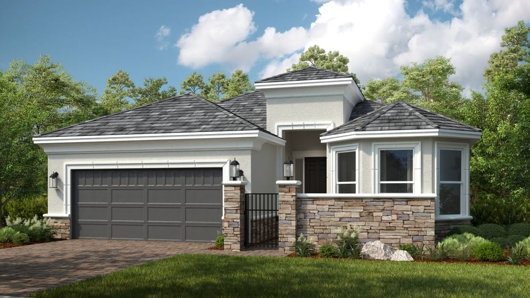 Representative exterior photo of a completed home built from the Lazio by Taylor Morrison in Esplanade at McKinnon Groves, Winter Garden, FL (Image 23).