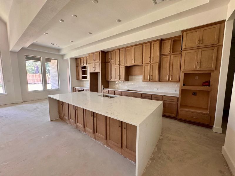 Large Kitchen Island and Built in Cabinets
