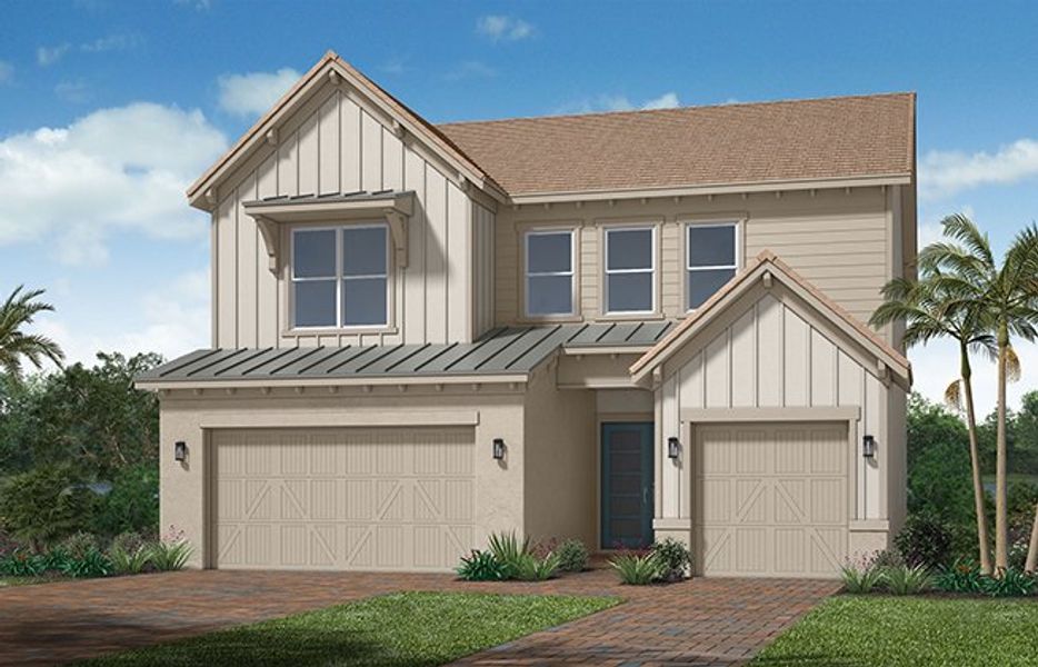 Representative exterior photo of a completed home built from the Birchwood by Minto Communities in Westlake, Loxahatchee, FL (Image 6). Representative exterior photo of a completed home built from the Birchwood by Minto Communities in Westlake, Loxahatchee, FL (Image 6).
