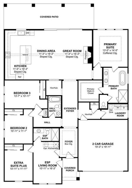 2D floor plan layout of this home in Monterra, Fate, TX (Image 5).
