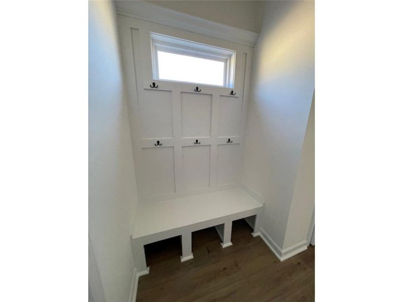 This mudroom offers practical storage and a welcom